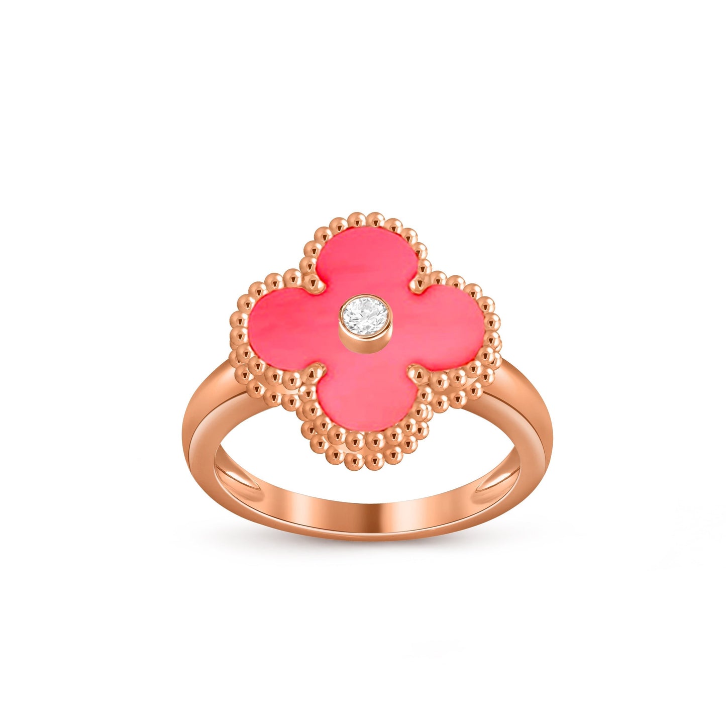 [Riva Jewelry]LUCKY CLOVER DIAMOND-ACCENT ROSE GOLD RING COLLECTION