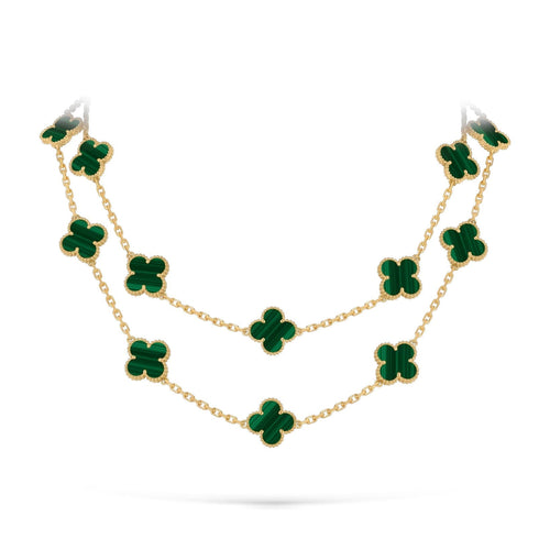 [Riva Jewelry]CLASSIC 20-MOTIF LUCKY CLOVER LONG NECKLACE GOLD COLLECTION