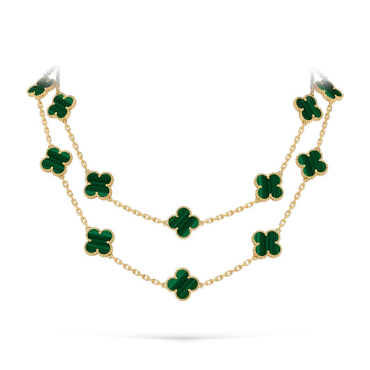 [Riva Jewelry]CLASSIC 20-MOTIF LUCKY CLOVER LONG NECKLACE GOLD COLLECTION