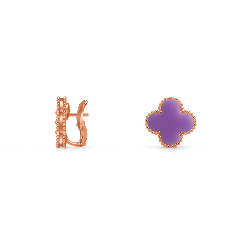 [Riva Jewelry]15MM CLOVER FLOWER STUD EARRINGS ROSE GOLD COLLECTION
