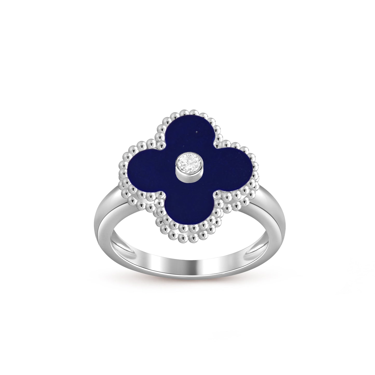 [Riva Jewelry]LUCKY CLOVER DIAMOND-ACCENT WHITE GOLD RING COLLECTION