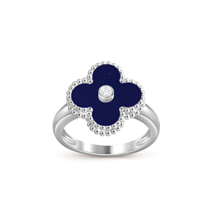 [Riva Jewelry]LUCKY CLOVER DIAMOND-ACCENT WHITE GOLD RING COLLECTION
