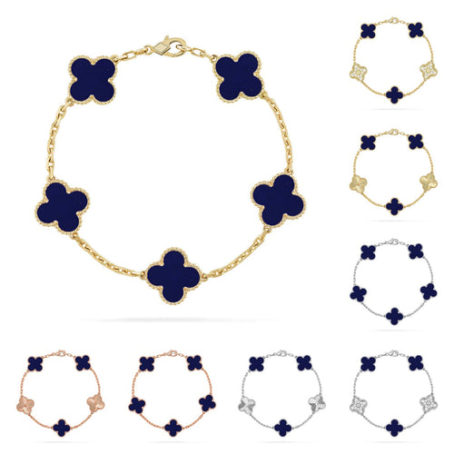 [Riva Jewelry]LUCKY CLOVER 5-MOTIF BRACELET - LAPIS LAZULI COLLECTION