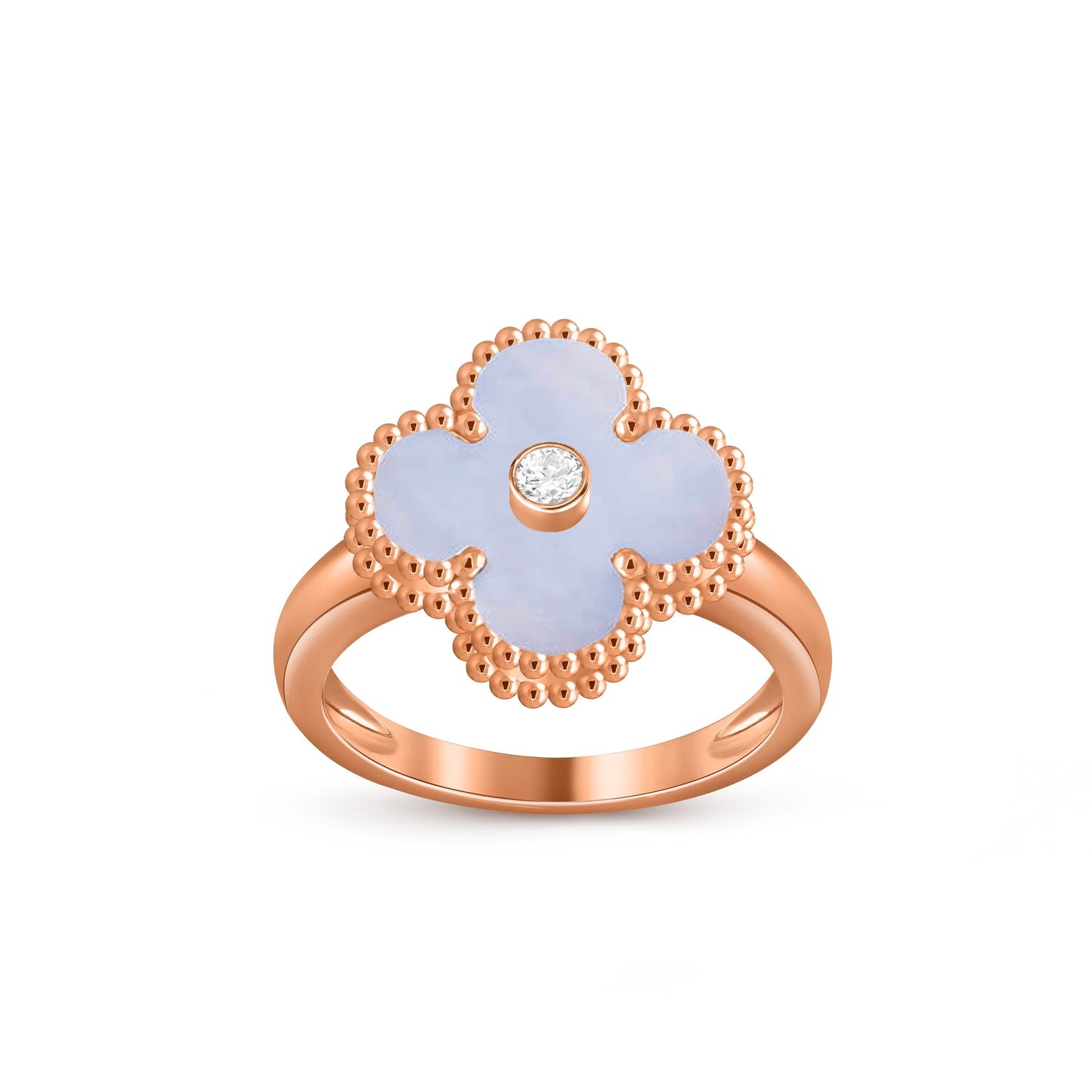 [Riva Jewelry]LUCKY CLOVER DIAMOND-ACCENT ROSE GOLD RING COLLECTION