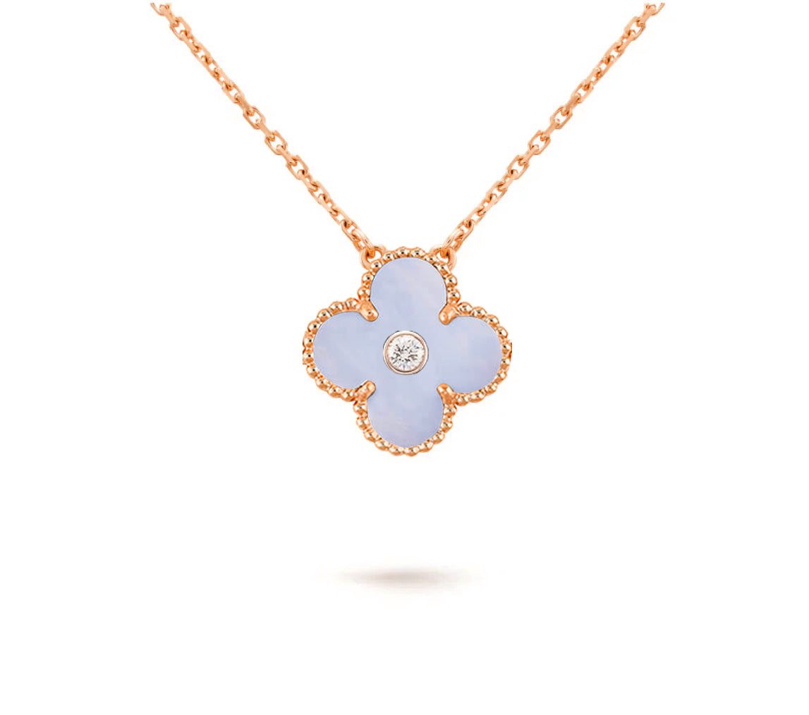 [Riva Jewelry]15MM CLOVER FLOWER DIAMOND PENDANT NECKLACE COLLECTION