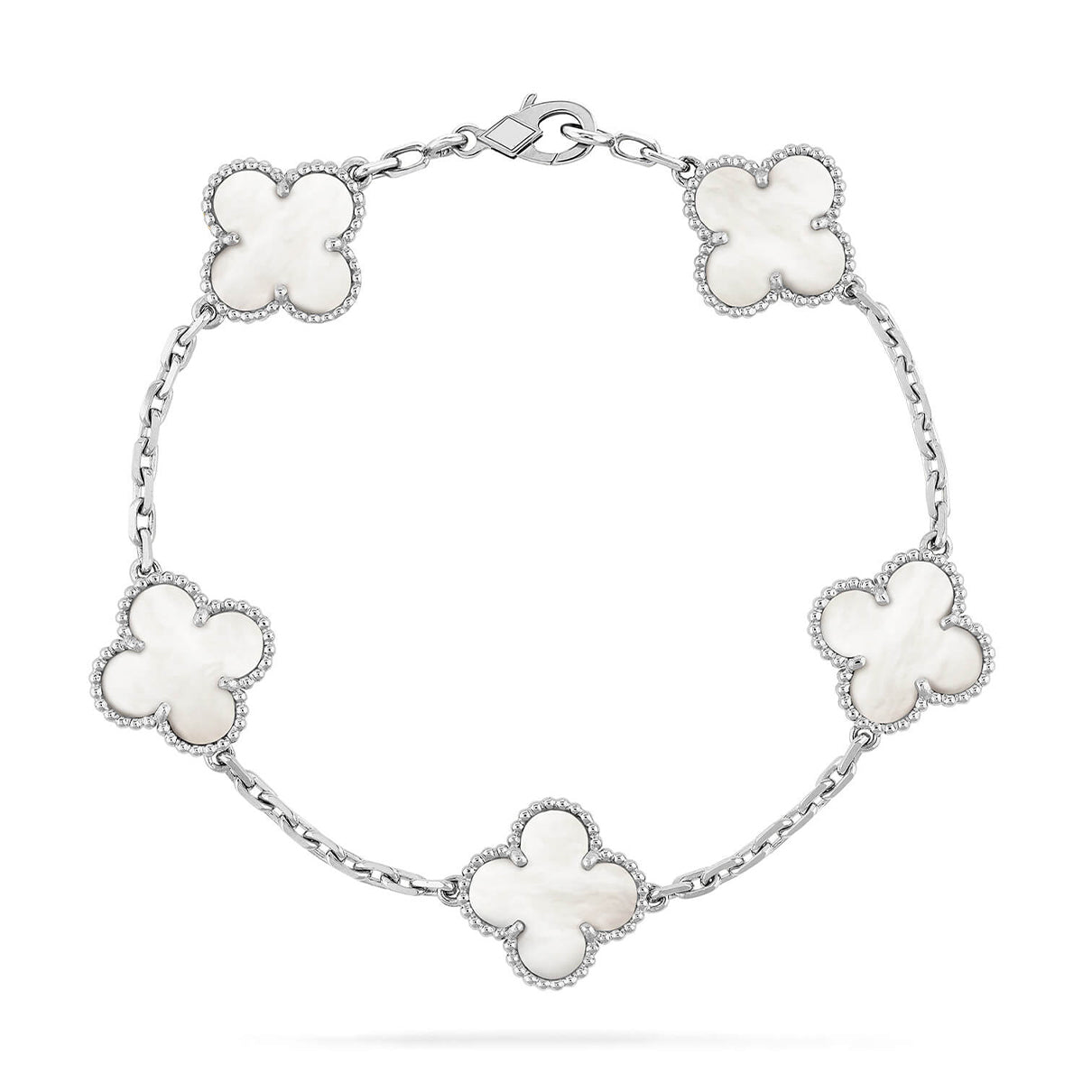 [Riva Jewelry]LUCKY CLOVER 5-MOTIF BRACELET - WHITE MOTHER-OF-PEARL COLLECTION