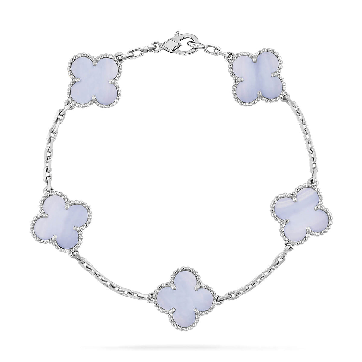 [Riva Jewelry]LUCKY CLOVER 5-MOTIF BRACELET - PURPLE CHALCEDONY COLLECTION