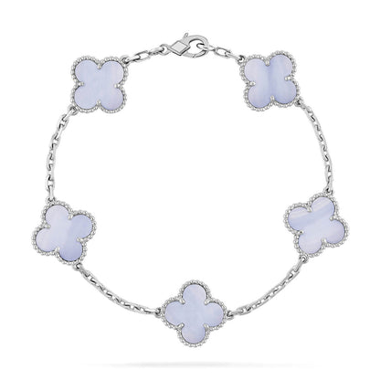 [Riva Jewelry]LUCKY CLOVER 5-MOTIF BRACELET - PURPLE CHALCEDONY COLLECTION
