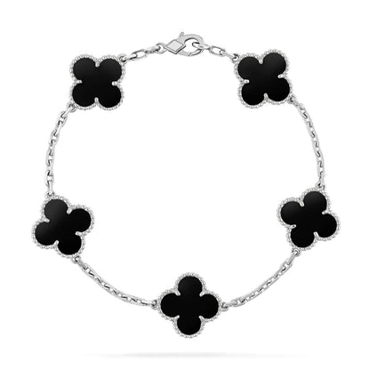 [Riva Jewelry]LUCKY CLOVER 5-MOTIF BRACELET - BLACK OXNY COLLECTION