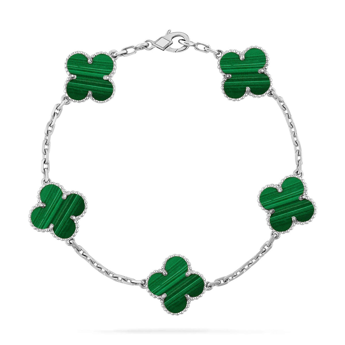 [Riva Jewelry]LUCKY CLOVER 5-MOTIF BRACELET - MALACHITE COLLECTION