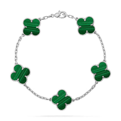 [Riva Jewelry]LUCKY CLOVER 5-MOTIF BRACELET - MALACHITE COLLECTION
