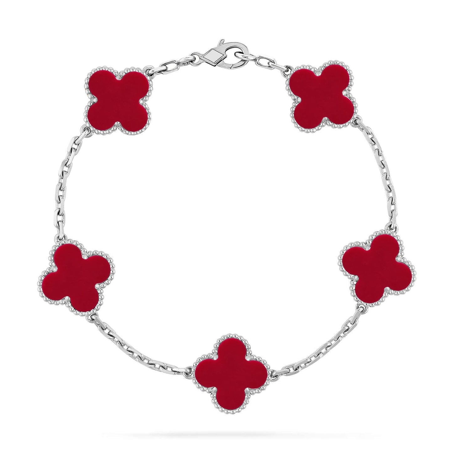 [Riva Jewelry]LUCKY CLOVER 5-MOTIF BRACELET - RED CARNELIAN COLLECTION
