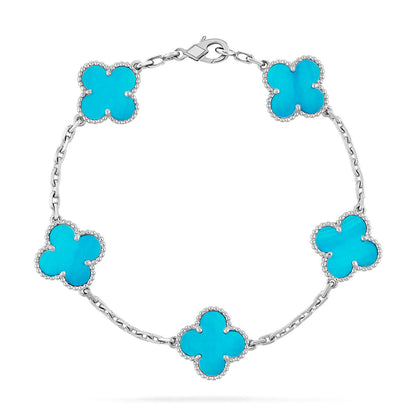 [Riva Jewelry]LUCKY CLOVER 5-MOTIF BRACELET - TURQUOISE COLLECTION