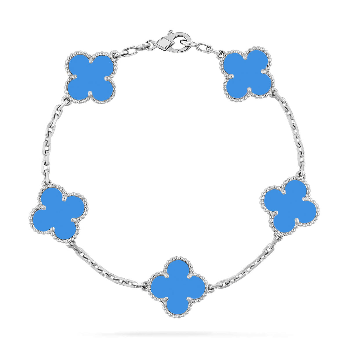 [Riva Jewelry]LUCKY CLOVER 5-MOTIF BRACELET - BLUE AGATE COLLECTION