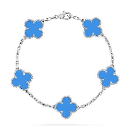[Riva Jewelry]LUCKY CLOVER 5-MOTIF BRACELET - BLUE AGATE COLLECTION