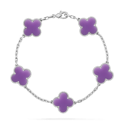 [Riva Jewelry]LUCKY CLOVER 5-MOTIF BRACELET - LAVENDER COLLECTION