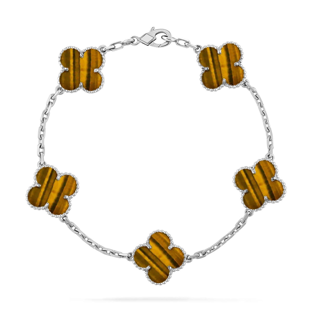 [Riva Jewelry]LUCKY CLOVER 5-MOTIF BRACELET -  TIGER’S EYE COLLECTION