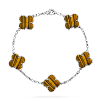 [Riva Jewelry]LUCKY CLOVER 5-MOTIF BRACELET -  TIGER’S EYE COLLECTION