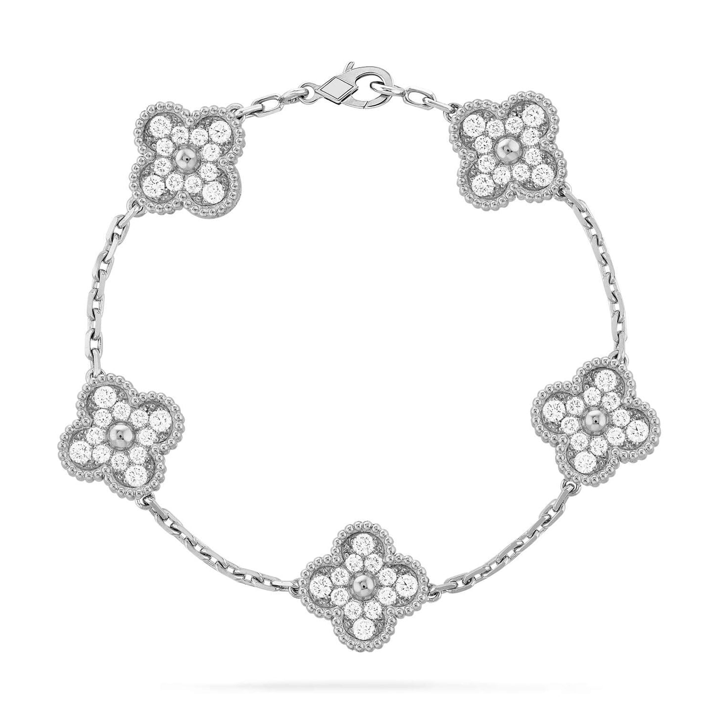 [Riva Jewelry]LUCKY CLOVER 5-MOTIF BRACELET - FULL-DIAMOND