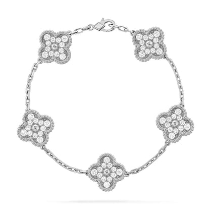 [Riva Jewelry]LUCKY CLOVER 5-MOTIF BRACELET - FULL-DIAMOND