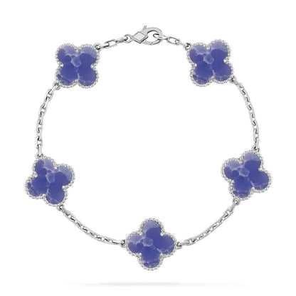 [Riva Jewelry]LUCKY CLOVER 5-MOTIF BRACELET - BLUE LARIMAR COLLECTION