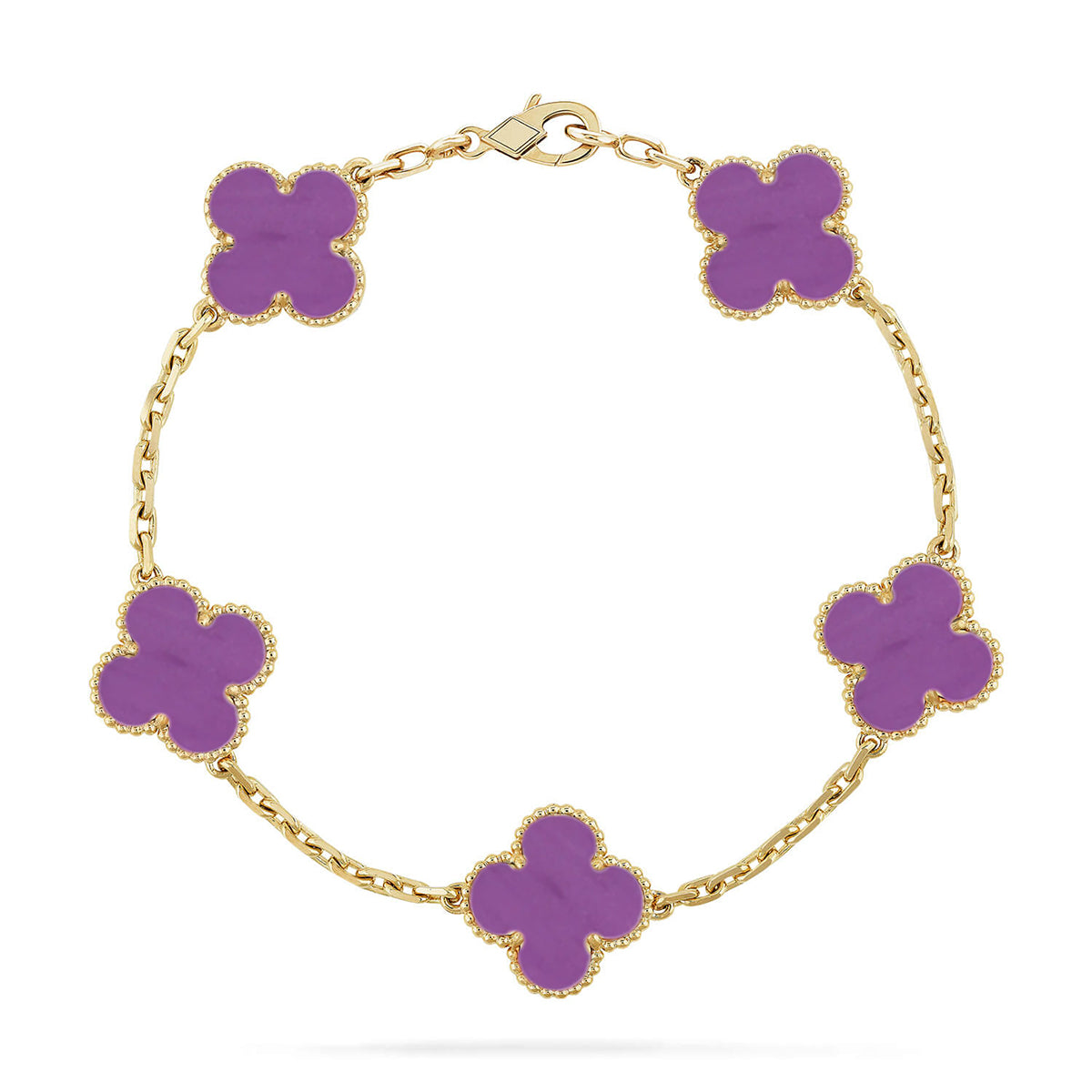 [Riva Jewelry]LUCKY CLOVER 5-MOTIF BRACELET - VIOLET COLLECTION