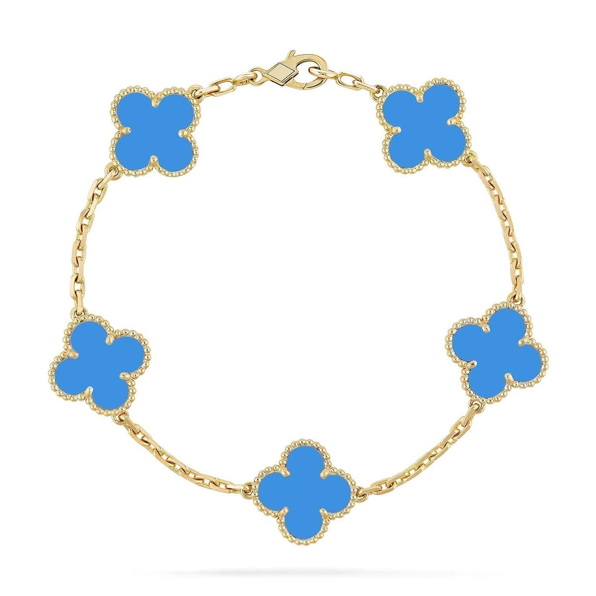 [Riva Jewelry]LUCKY CLOVER 5-MOTIF BRACELET - BLUE AGATE COLLECTION