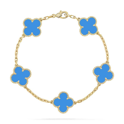 [Riva Jewelry]LUCKY CLOVER 5-MOTIF BRACELET - BLUE AGATE COLLECTION
