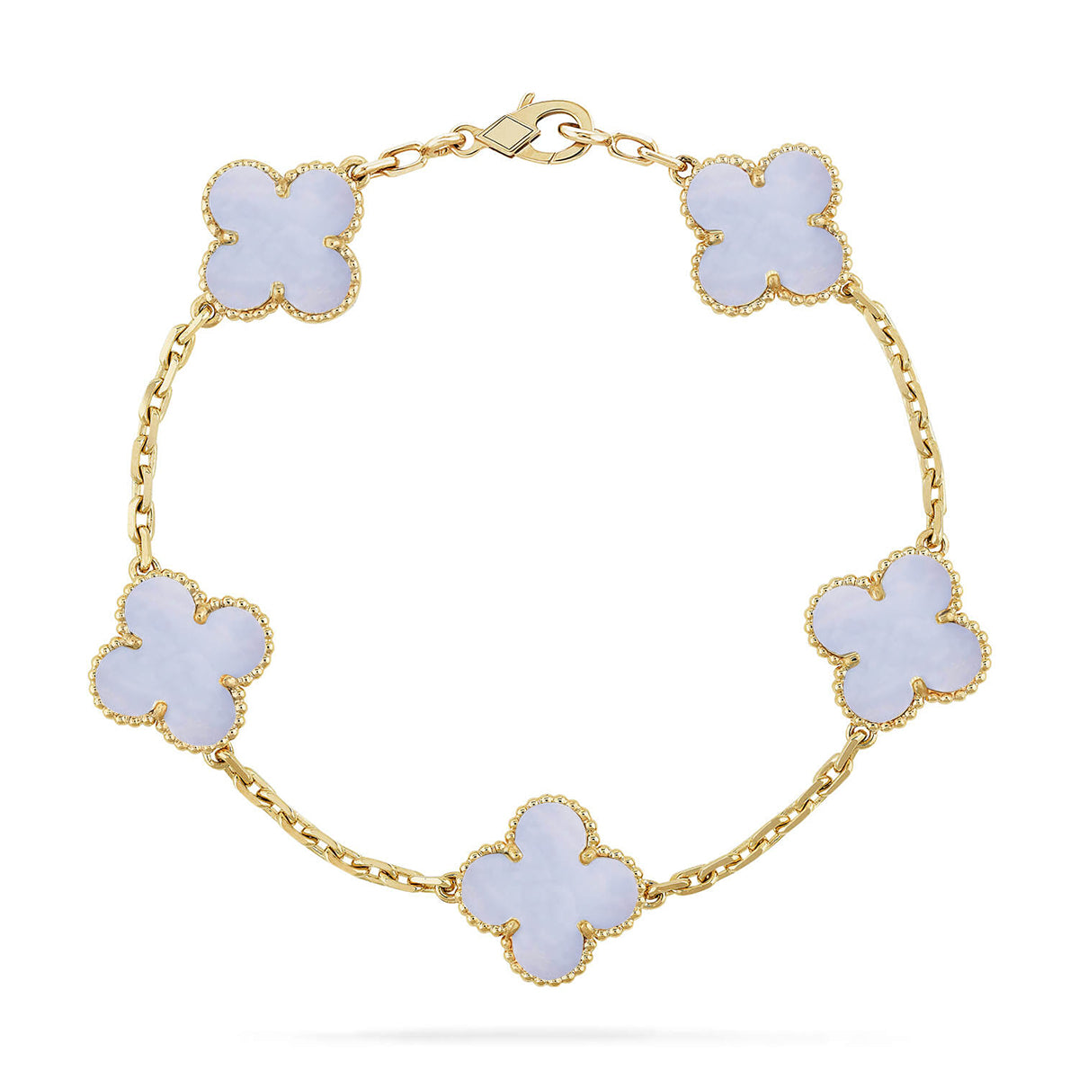 [Riva Jewelry]LUCKY CLOVER 5-MOTIF BRACELET - PURPLE CHALCEDONY COLLECTION