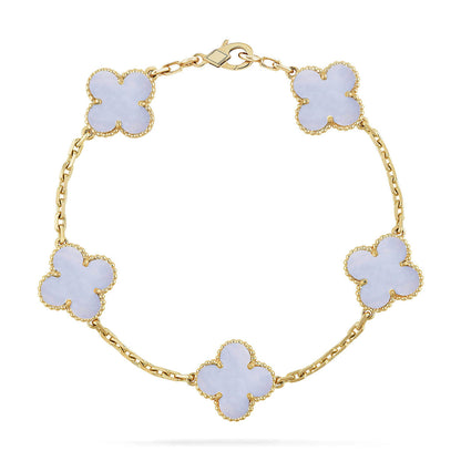 [Riva Jewelry]LUCKY CLOVER 5-MOTIF BRACELET - PURPLE CHALCEDONY COLLECTION