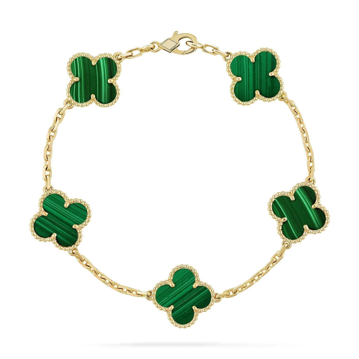 [Riva Jewelry]LUCKY CLOVER 5-MOTIF BRACELET - MALACHITE COLLECTION
