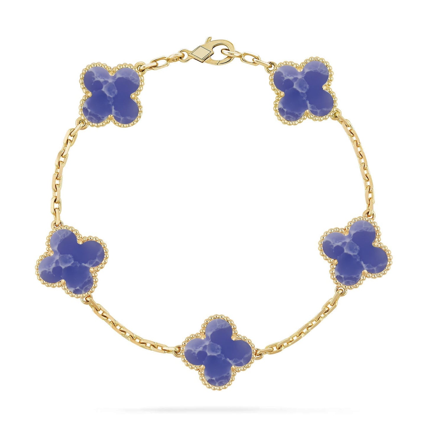[Riva Jewelry]LUCKY CLOVER 5-MOTIF BRACELET - BLUE LARIMAR COLLECTION