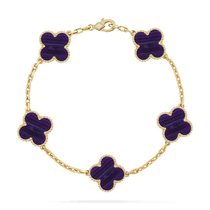 [Riva Jewelry]LUCKY CLOVER 5-MOTIF BRACELET - CHAROITE COLLECTION