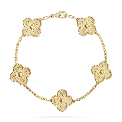 [Riva Jewelry]LUCKY CLOVER 5-MOTIF BRACELET - BRONZING