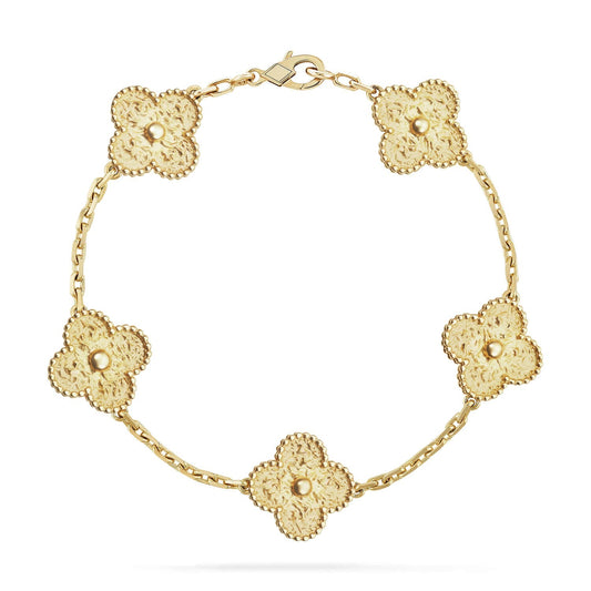 [Riva Jewelry]LUCKY CLOVER 5-MOTIF BRACELET - BRONZING
