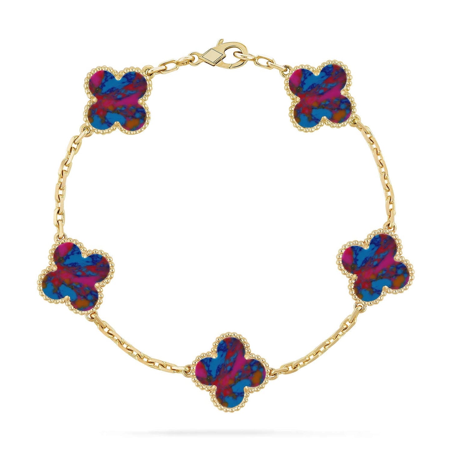 [Riva Jewelry]LUCKY CLOVER 5-MOTIF BRACELET - MULTI-GEM COLLECTION