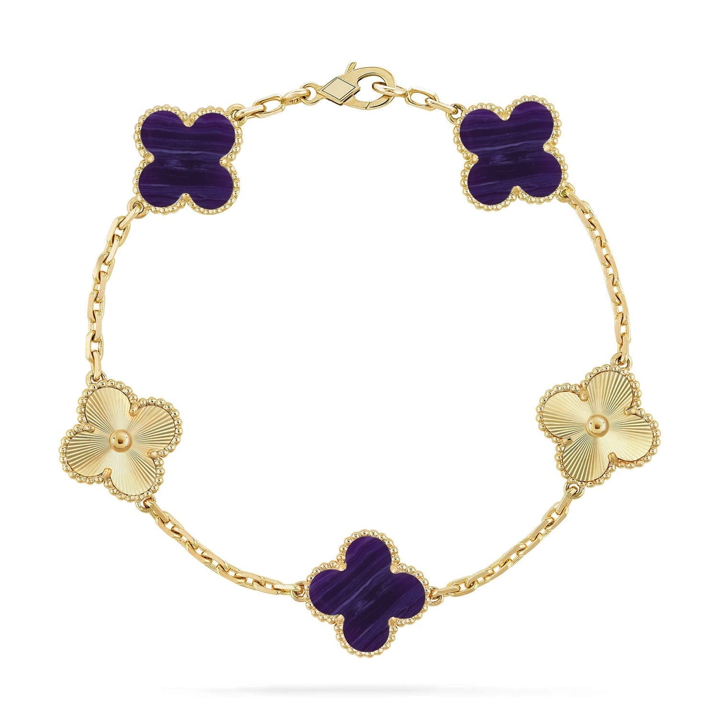 [Riva Jewelry]LUCKY CLOVER 5-MOTIF BRACELET - CHAROITE COLLECTION