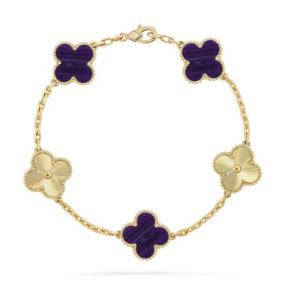 [Riva Jewelry]LUCKY CLOVER 5-MOTIF BRACELET - CHAROITE COLLECTION