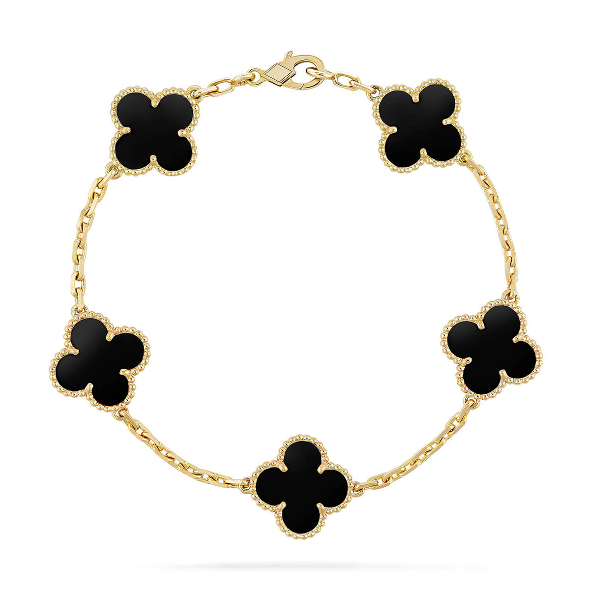[Riva Jewelry]LUCKY CLOVER 5-MOTIF BRACELET - BLACK OXNY COLLECTION