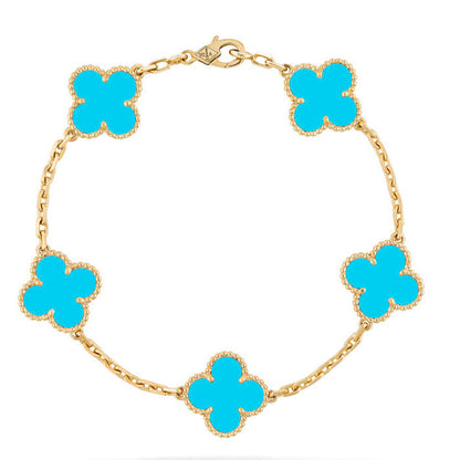 [Riva Jewelry]LUCKY CLOVER 5-MOTIF BRACELET - TURQUOISE COLLECTION