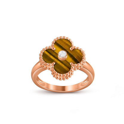 [Riva Jewelry]LUCKY CLOVER DIAMOND-ACCENT ROSE GOLD RING COLLECTION