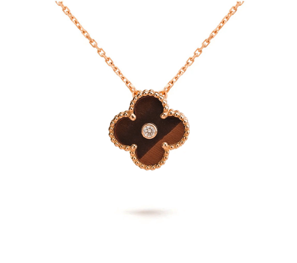 [Riva Jewelry]15MM CLOVER FLOWER DIAMOND PENDANT NECKLACE COLLECTION