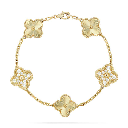 [Riva Jewelry]LUCKY CLOVER 5-MOTIF BRACELET - LASER COLLECTION