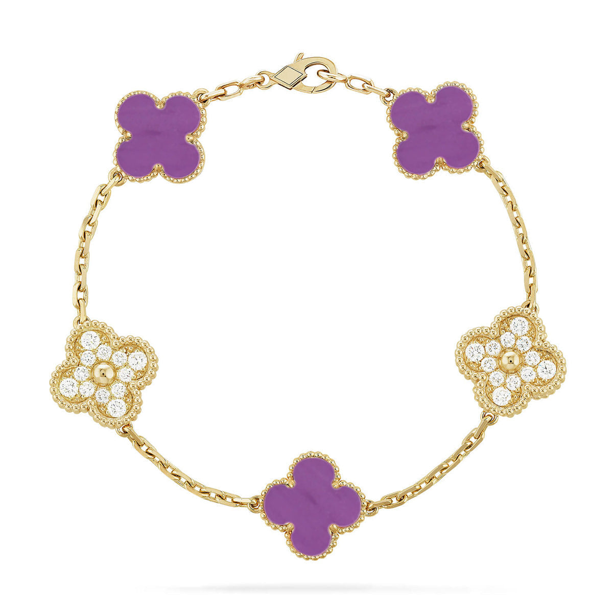 [Riva Jewelry]LUCKY CLOVER 5-MOTIF BRACELET - VIOLET COLLECTION