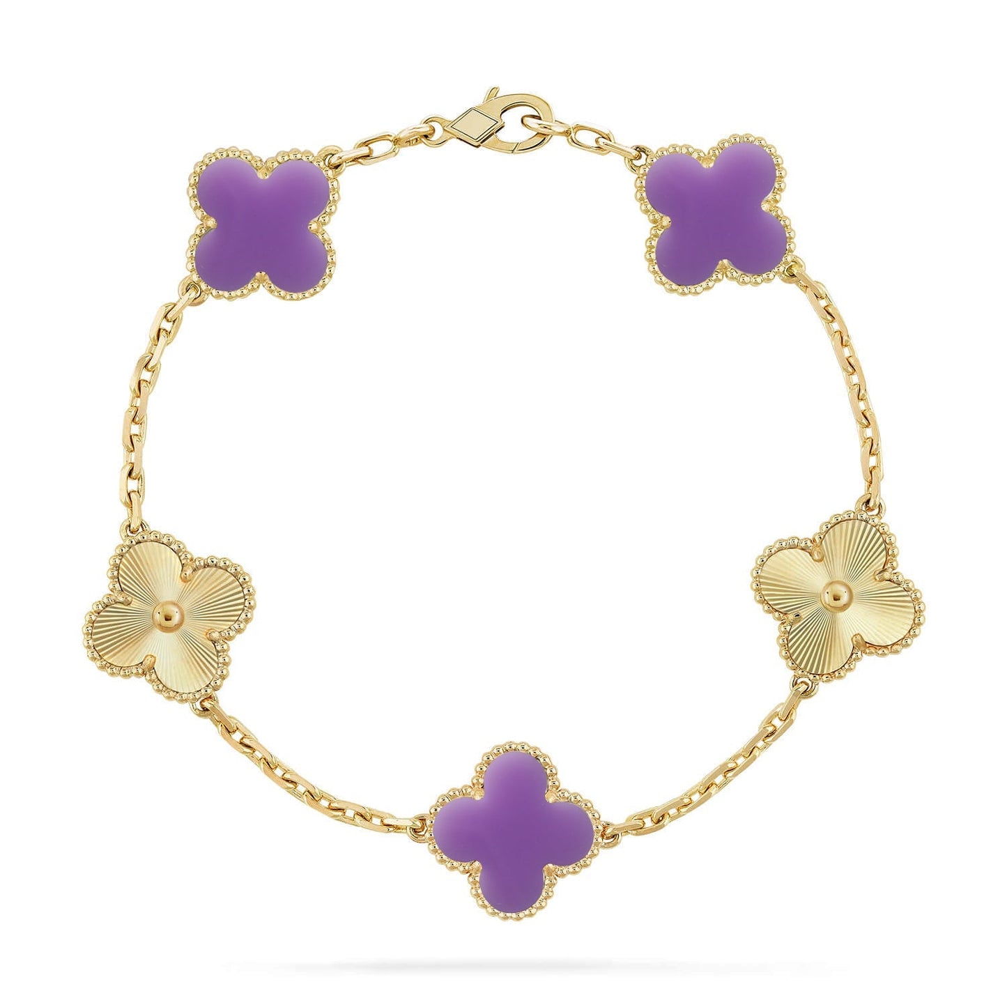 [Riva Jewelry]LUCKY CLOVER 5-MOTIF BRACELET - LAVENDER COLLECTION