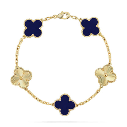 [Riva Jewelry]LUCKY CLOVER 5-MOTIF BRACELET - LAPIS LAZULI COLLECTION