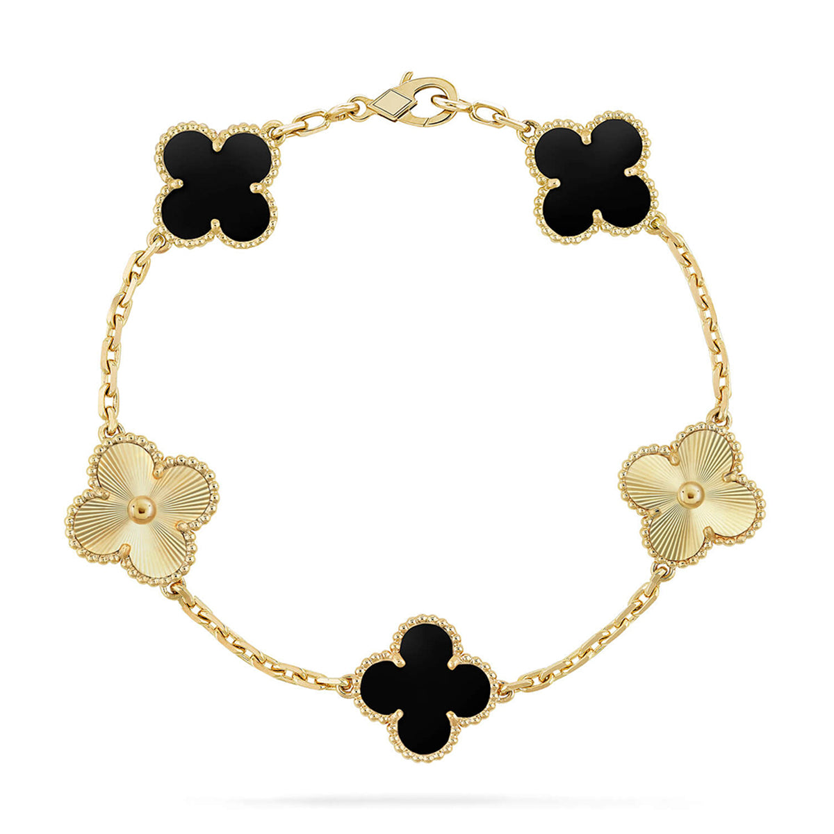 [Riva Jewelry]LUCKY CLOVER 5-MOTIF BRACELET - BLACK OXNY COLLECTION