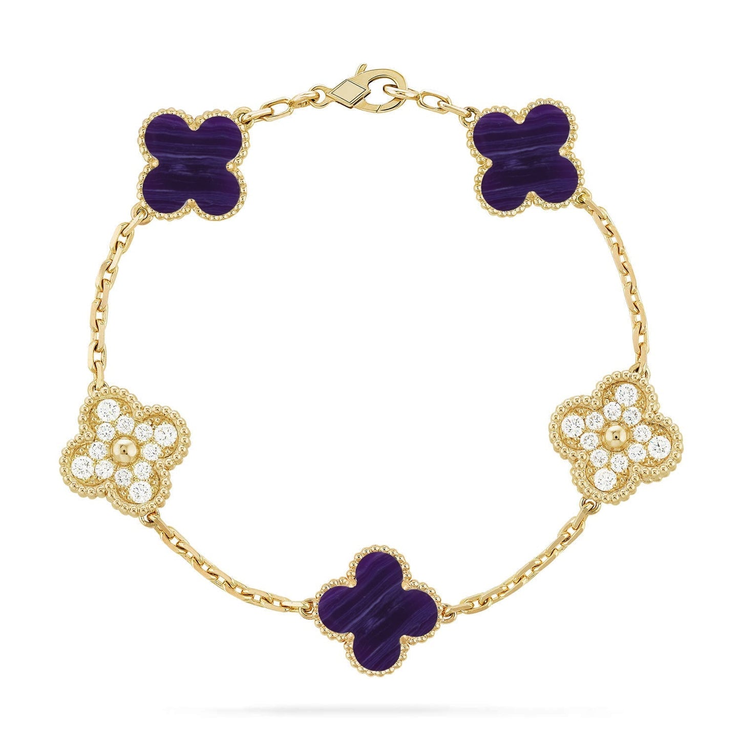 [Riva Jewelry]LUCKY CLOVER 5-MOTIF BRACELET - CHAROITE COLLECTION