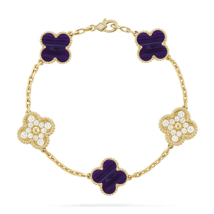 [Riva Jewelry]LUCKY CLOVER 5-MOTIF BRACELET - CHAROITE COLLECTION