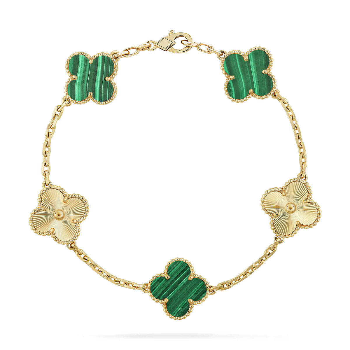 [Riva Jewelry]LUCKY CLOVER 5-MOTIF BRACELET - MALACHITE COLLECTION